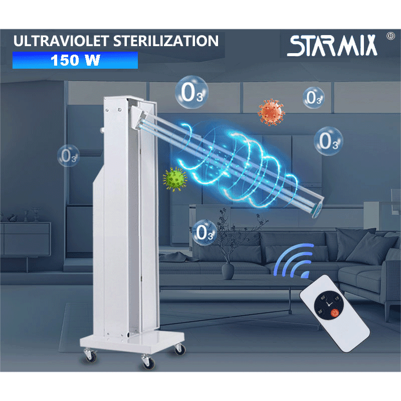 diagrama técnico de como a lâmpada uv-c atua na esterilização e ao mesmo tempo gera ozônio no ambiente