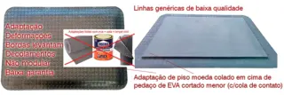 Visão interna da construção de tapete adaptado colado